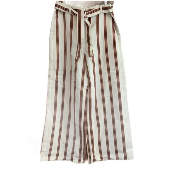 NEW Maje Cropped Striped Twill Wide Leg Pants M - Picture 5 of 8